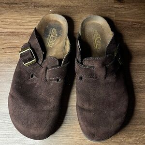 Dark Brown Suede Clogs